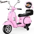 thumbnail image 1 of Vespa Officially Licensed 12V Kids Ride On Motorcycle, Dual 100W Motors Electric Scooter with Training Wheels, PU Seat, Storage Trunk, Music & LED Lights, Ages 3-6, Pink, 1 of 10