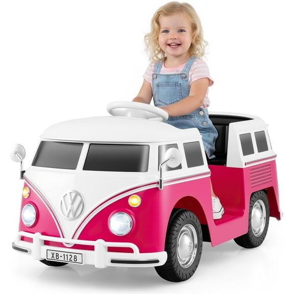 Licensed Volkswagen 12V Kids Ride on Car by OLAKIDS with Cup Holder, LED Headlight, Music & Horn, Kids Electric Vehicles for 3-6 Years Old