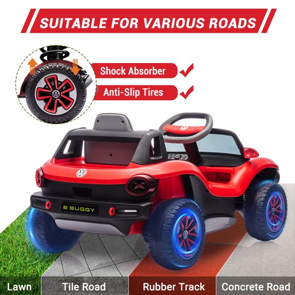 Licensed Volkswagen Beetle 12V 60W Kids Ride-On Car with Remote Control, Music, LED Lights, USB Max Speed 4.5km/h, Suitable for 3-7 Years Old Children