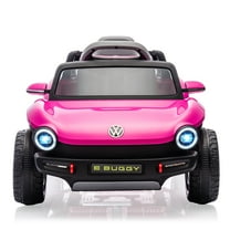Licensed Volkswagen Beetle Ride On Car for Kids, 12V Battery Powered Electric Vehicle with Remote Control, LED Lights, Music & Horn (Pink)