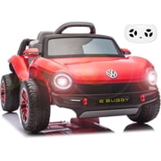 Licensed Volkswagen Beetle Ride-On Electric Car, 12V 4-Wheel Vehicle with Remote Control, LED Lights, USB, Music, Horn, Soft Start, 66 lbs