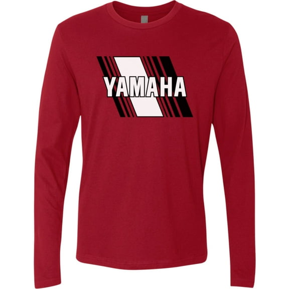 Licensed Yamaha Heritage Diagonal Mens Long Sleeve Shirt Red 2X