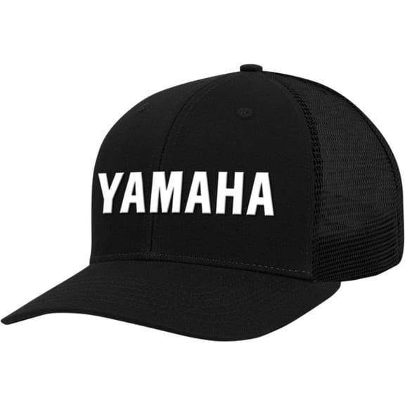 Licensed Yamaha Logo Curved Bill Snapback Hat Black