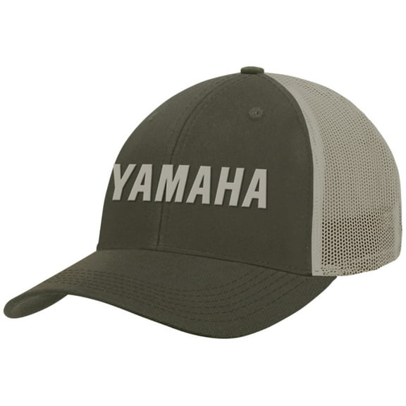 Licensed Yamaha Logo Curved Bill Snapback Hat Khaki