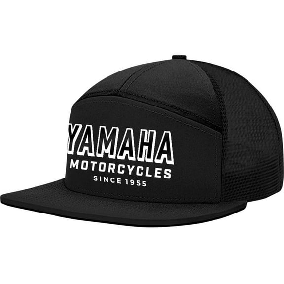 Licensed Yamaha Moto Camper Flat Bill Snapback Hat Black