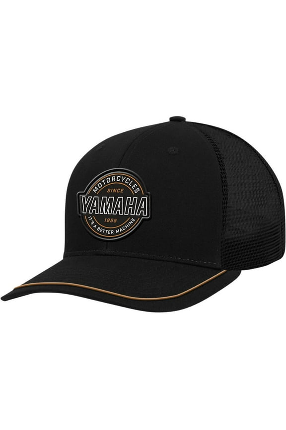 Licensed Yamaha Motorcycle Patch Curved Bill Snapback Hat Black
