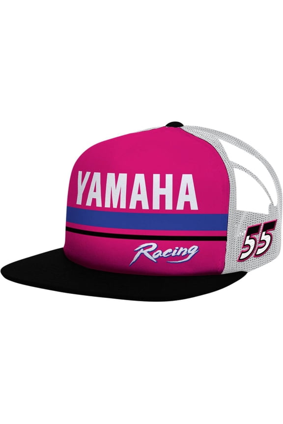 Licensed Motosport Stripe Flat Bill Snapback Hat Pink