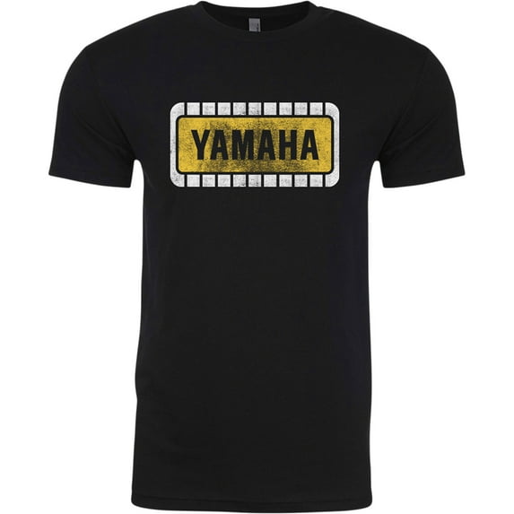 Licensed Yamaha Retro Mens Short Sleeve T-Shirt Black/Yellow LG