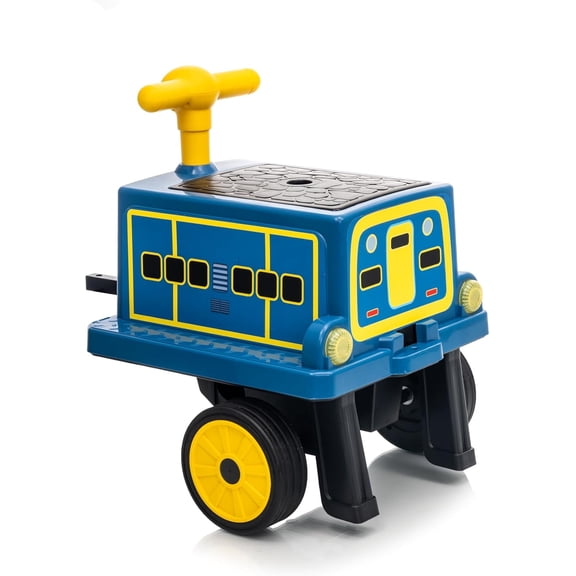 Licensed by CHUGGINGTON Train Carriage 12V Ride on Train, with Storage Space, Handle, Rubber Wheels and Sturdy Connecting Iron Rods Blue Brewster