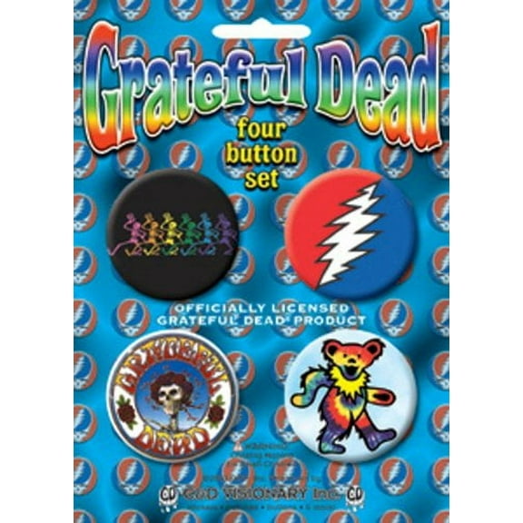 Licenses Products Grateful Dead-Skeleton Assorted Artworks 1.5" Button Set, 4-Piece