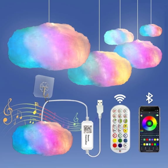 Gliztech LED Cloud Light for Bedroom, Floating Cloud Light for Room with Remote and App Control, RGB Cool Cloud Lamp for Kids Room Décor, Ceiling, Class Room