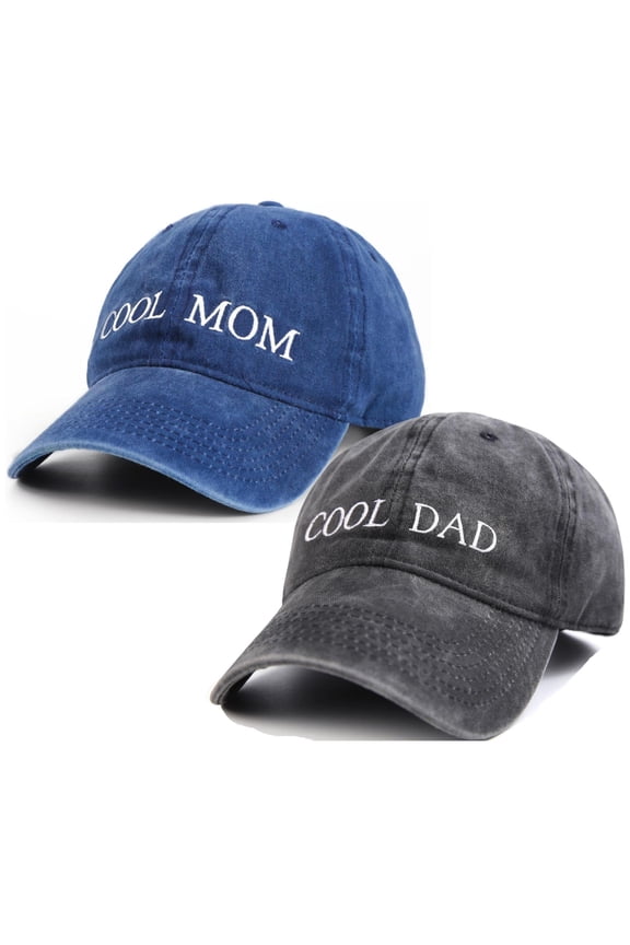 Cool Mom and Dad Hat, Embroidery Couple 2 Pc Cap Set