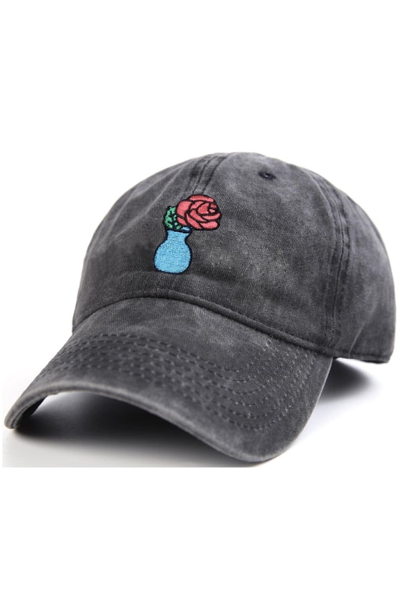 Cute Unisex Rose Hat,Dad hat for Women or Men,Good Vibes Embroidery Funny Cap