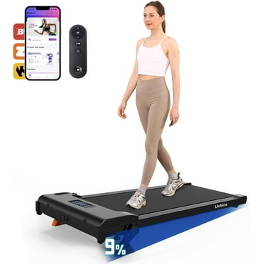 Lichico 2 in 1 Under Desk Treadmill Walking Pad w/0-9% Incline, 2.5HP Brushless Motor, Romote Control, 0.5-4 MPH Speed Range, Portable Running Walking Machine for Home