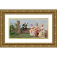 thumbnail image 1 of Licinio Barzanti 18x11 Gold Ornate Wood Frame and Double Matted Museum Art Print Titled - Venice, Elegant Company, San Giorgio Maggiore in the Background, 1 of 4