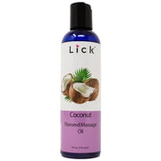 Lick Coconut Flavored Massage Oil   Tropical Edible Glide for Couples   4 fl oz