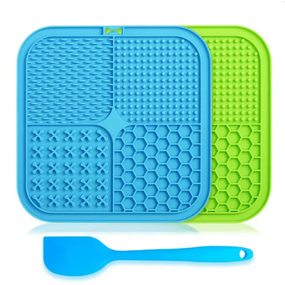 Lick Mat for Dogs and Cats - 2PCS Licking Mats Dog Slow Feeders with Suction Cups Feeding Dog Bowls Help Pet Calming Anxiety Relief Training Dog Treat Mat Perfect for Yogurt, Peanut Butter