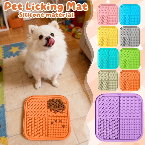 Lick Mat for Dogs - Dog Lick Mat with Suction Cups, 7.87 Inch Slow Feeder Licking Pad for Dogs & Cats, Pet Toy for Treats, Slow Feeder Dog Bowls, Bathing Blue, 1pcs