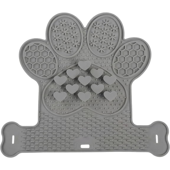 Lick Mat with Suction Cups, Slow Feeder & Enrichment Mat for Dogs & Cats,  Feeding Mat for Wet & Dry ,  , Mess-Free Foldable Pocket Design, Gray