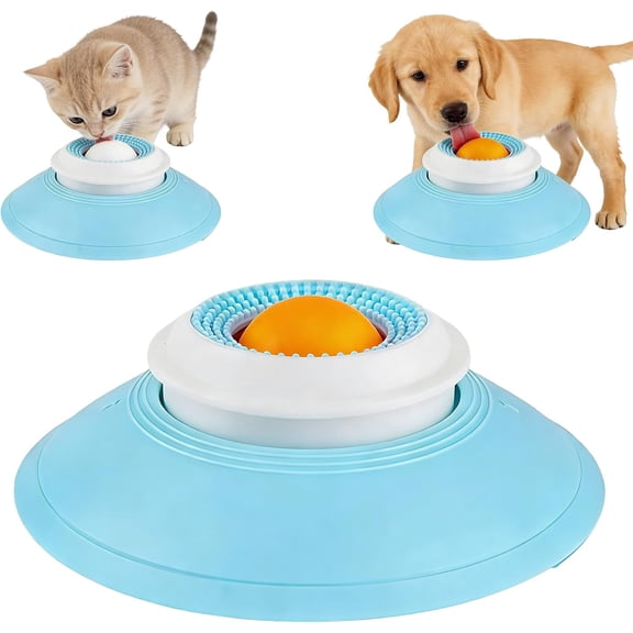 Lick Sphere for Dogs - Slow Feeder Lick Bowl with Strong Suction Cup, Interactive Lick Mat Toy for Cats & Dogs, Relief for Fast Eaters, Mess-Free with Rotating Ball for Wet/Liquid Food