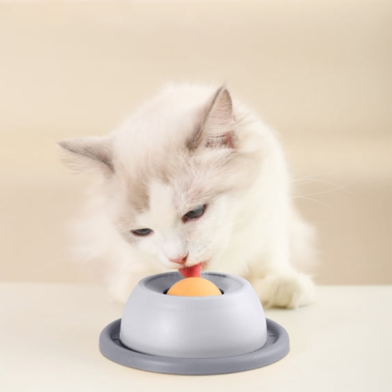 Lick Sphere for Liquid Treats, Slow Feeder Dog Bowls, Fun Interactive Feeding for Small, Medium, Large Dogs, Post-Surgery Nutrition Support (Grey)