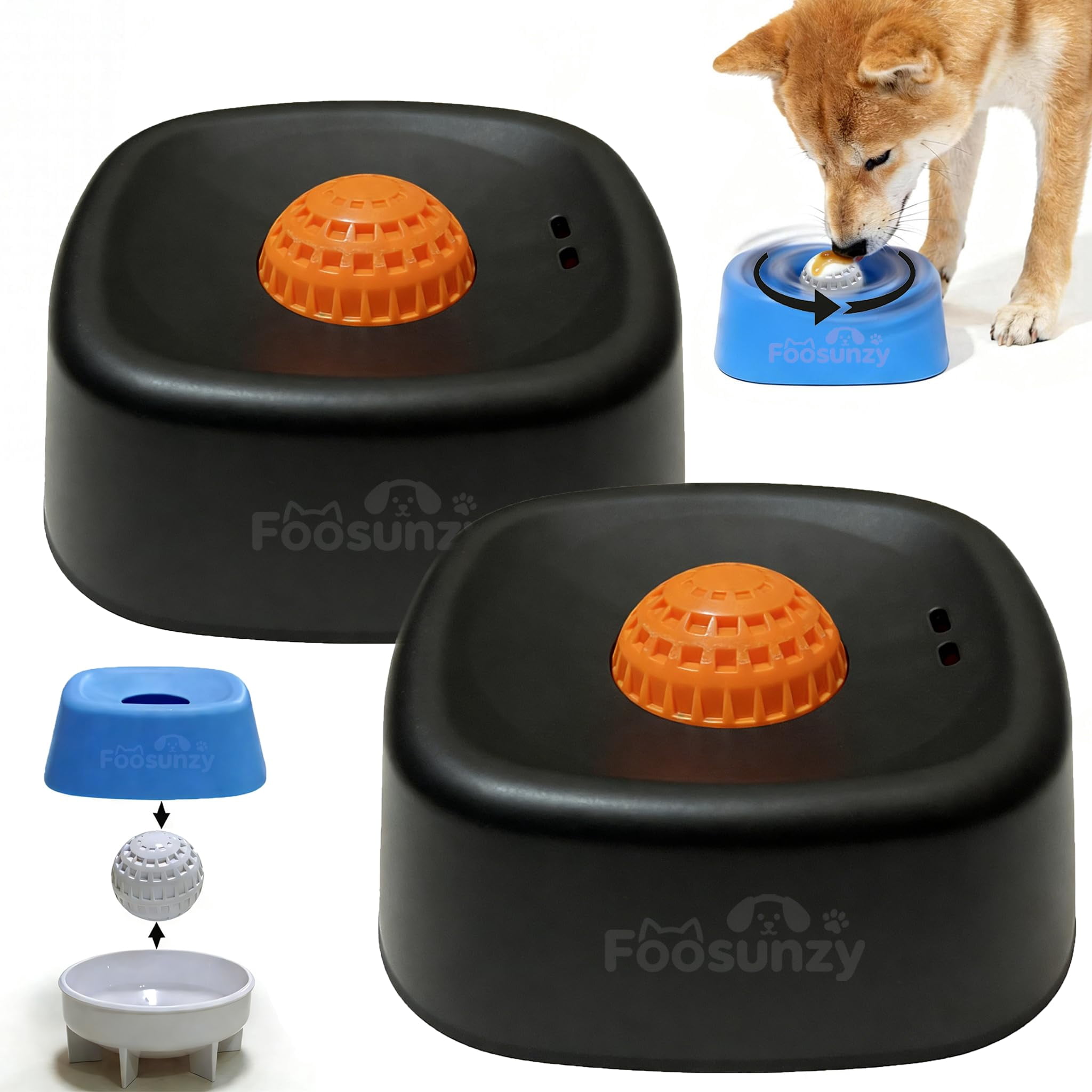 Lick and Roll Bowl, Dog Lick Bowl with Rolling Ball – Interactive Slow Feeder Dog Bowls, Large Capacity Non-Slip Lick Bowl for All Dogs
