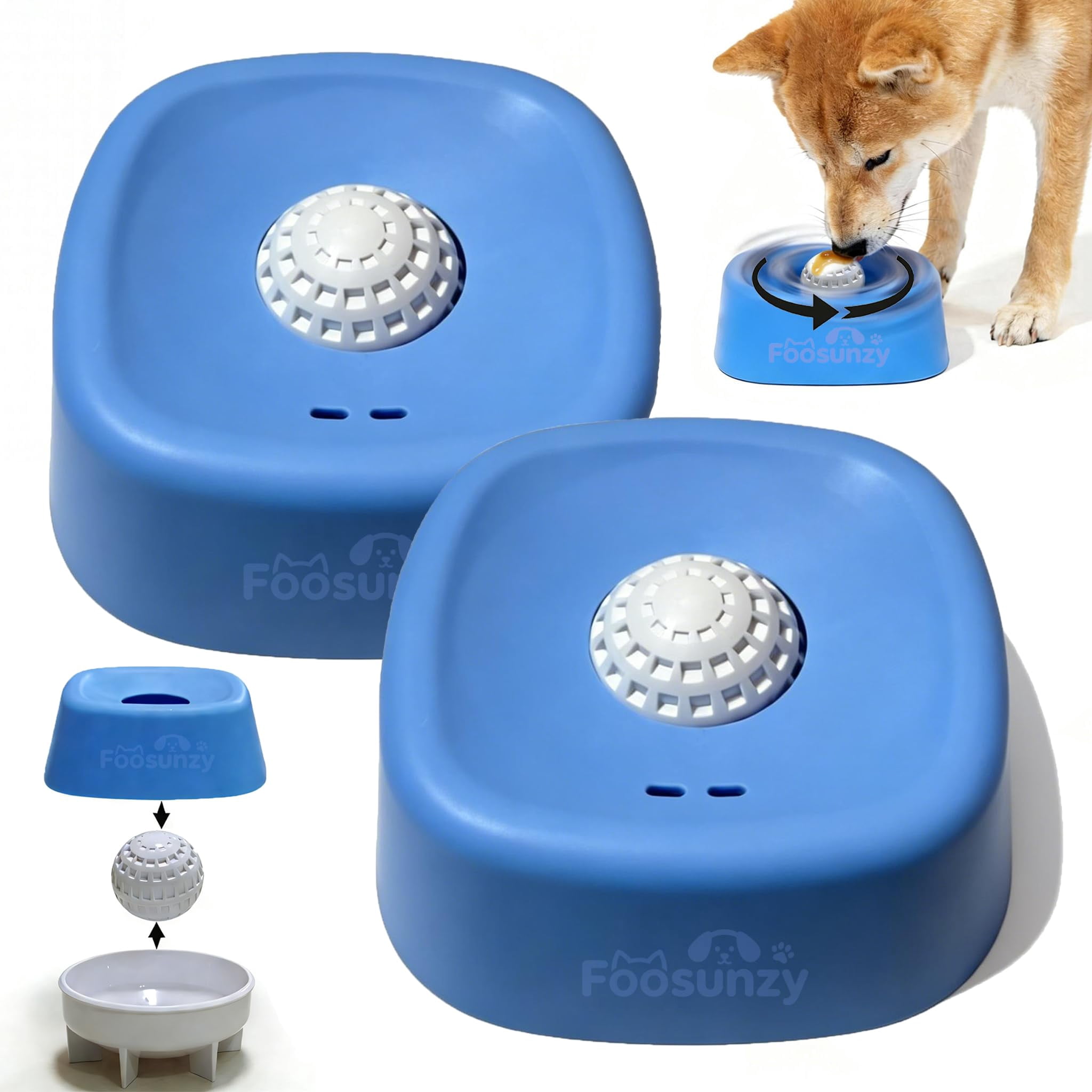 Lick and Roll Bowl, Dog Lick Bowl with Rolling Ball – Interactive Slow Feeder Dog Bowls, Large Capacity Non-Slip Lick Bowl for All Dogs