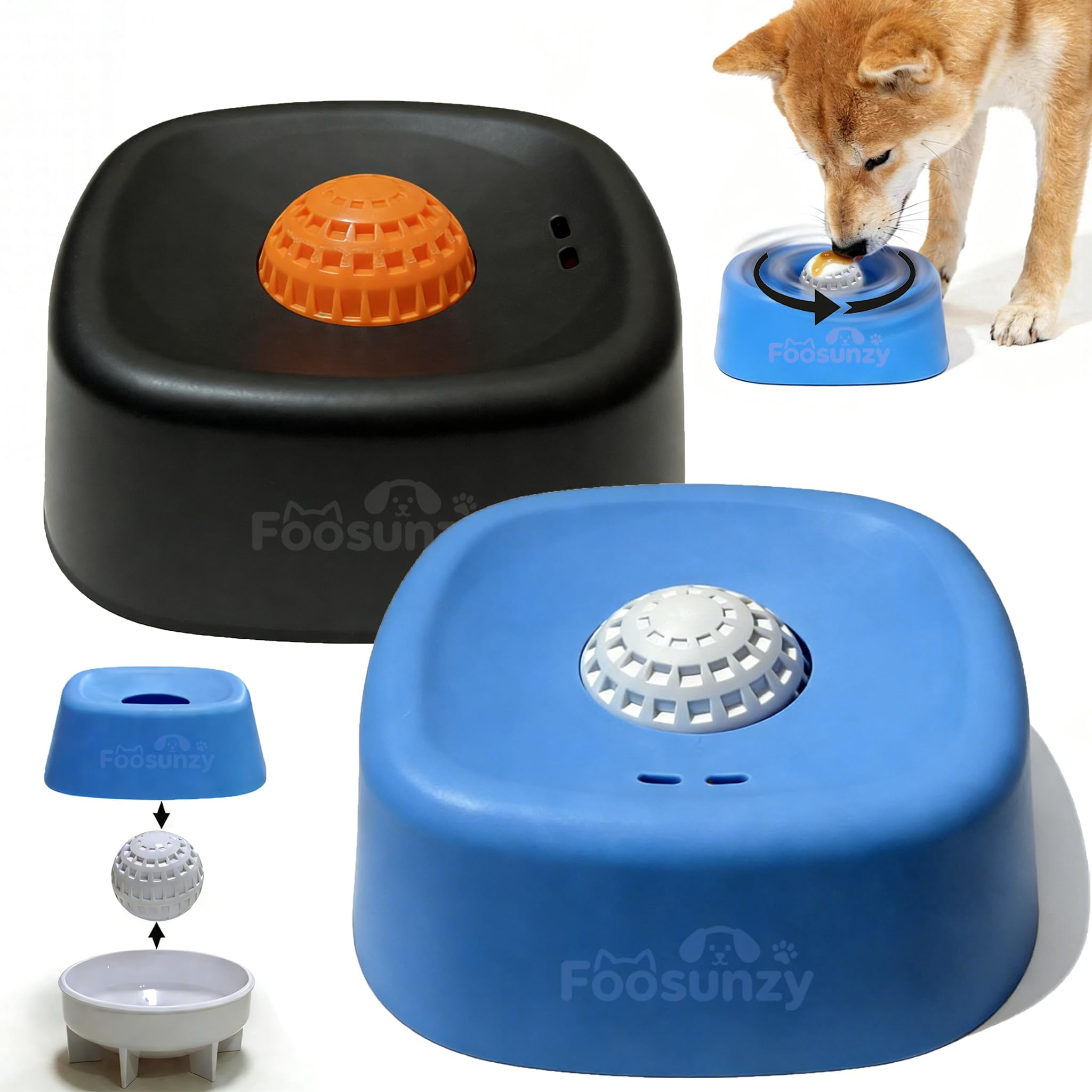 Lick and Roll Bowl, Dog Lick Bowl with Rolling Ball – Interactive Slow Feeder Dog Bowls, Large Capacity Non-Slip Lick Bowl for All Dogs