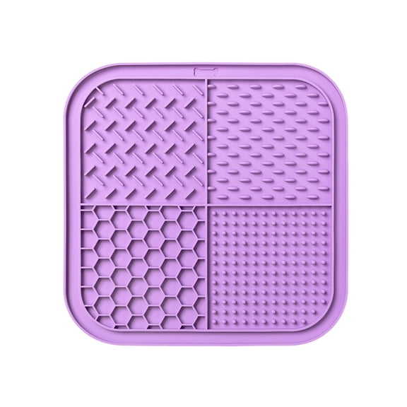 Licking Mat for Dogs & Cats with Suction Cups, 1 Pack Dog Slow Feeder Lick Pat for Anxiety Relief, Dog Toys Feeding Mat for Butter Yogurt Peanut, Pets Bathing Grooming Training Mat(7.87Inch,Purple)
