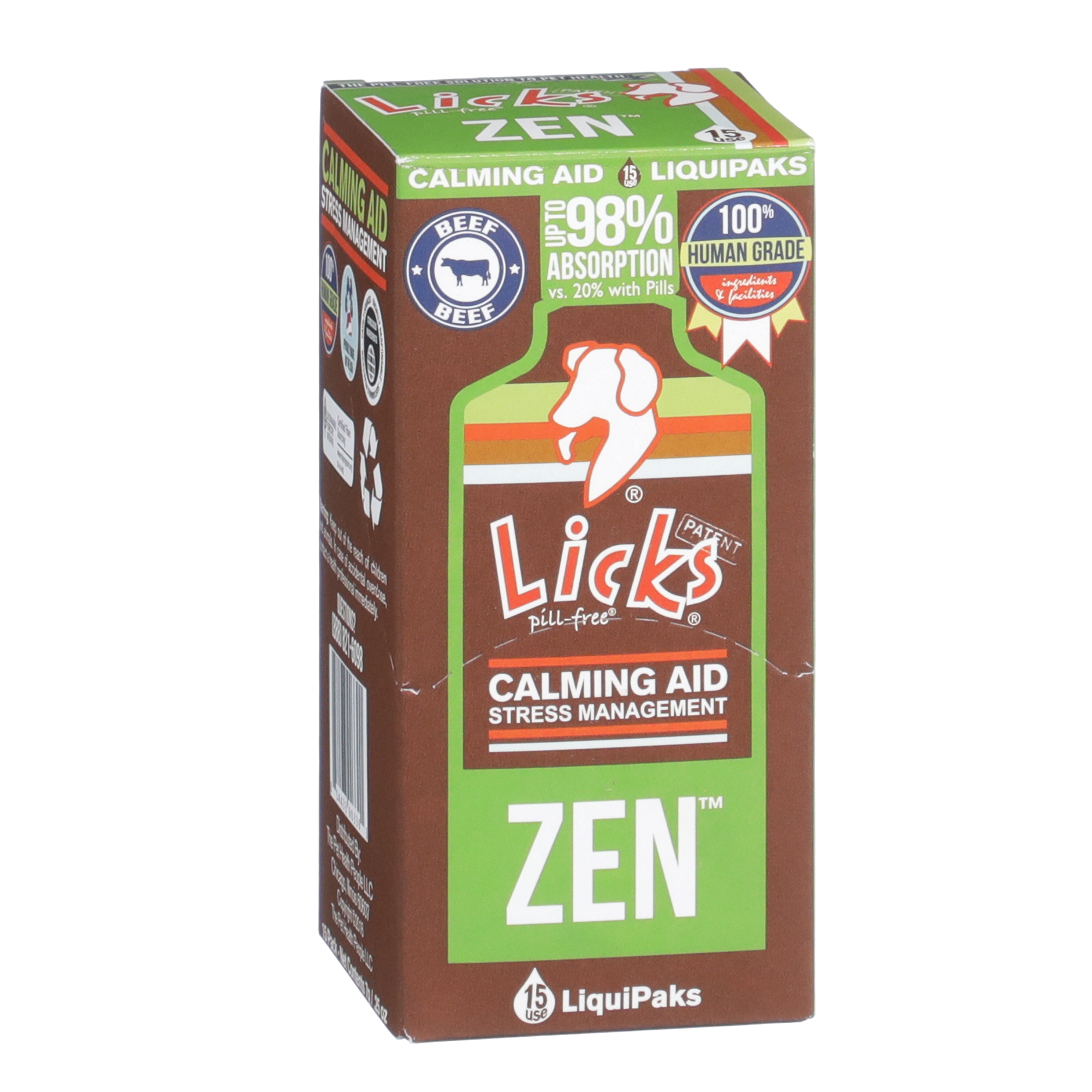 Licks Pill Free Zen Dog Calming Calming Aid Supplements for Aggressive Behavior and Nervousness Calming Dog Treats for Stress Relief Dog Health Gel Packets Braised Beef Flavor 15 Use Walmart