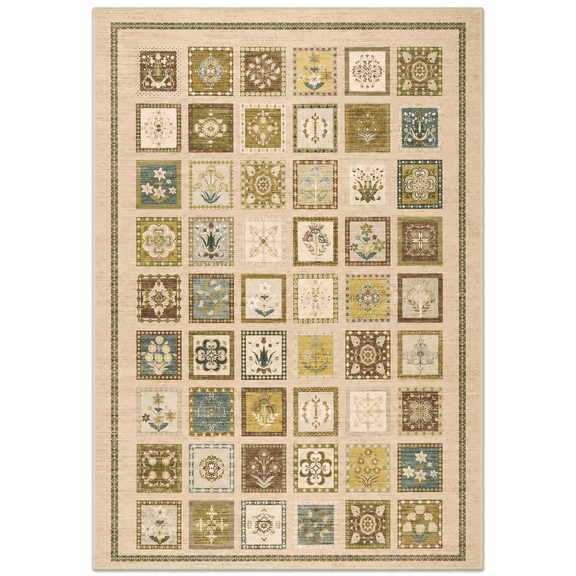 Licolica Vintage Patchwork Floral Washable Area Rug, Non-Slip Low Pile, Beige,4'x6'