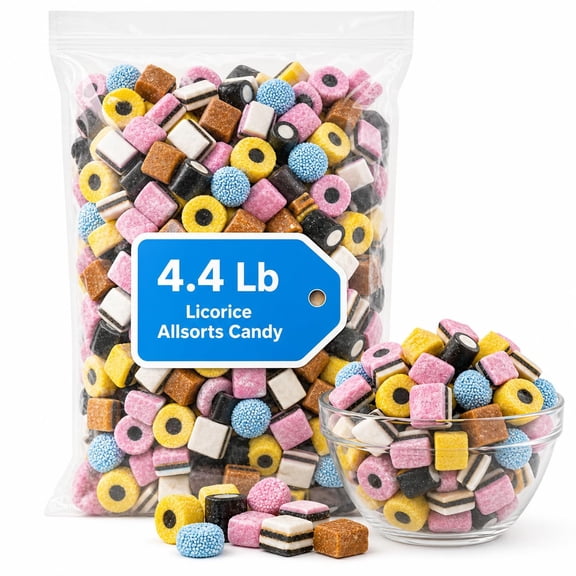 Licorice Allsorts Candy, Assorted Chewy Licorice Sweets, 4.4 lb Bulk Bag