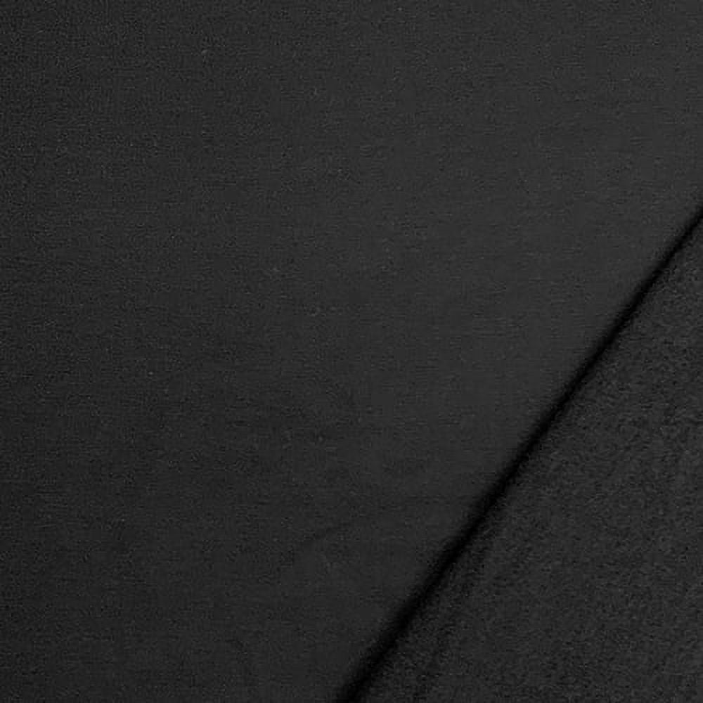 Licorice Black Solid Jersey Sweatshirt Fleece Blend Knit Fabric By