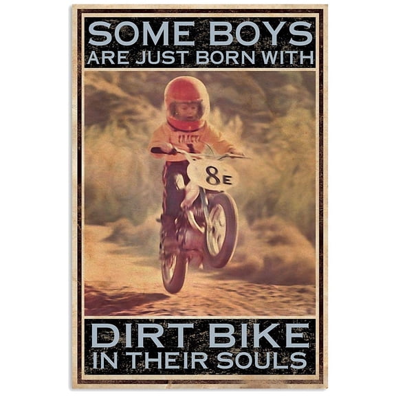 Licpact Metal Wall Sign Dirt Bike Art Retro Black 8x12 Inches