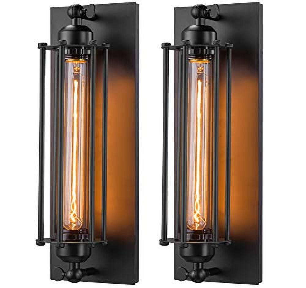 Black Antique Industrial Wall Sconce Set with Edison Bulbs