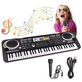Lictin 61 Keys Keyboard Piano Toys for Kids, Electronic Musical Instrument Piano with Microphone, Toddlers Piano Keyboard Toy Gift for 1 2 3 4 5 Years Old Boys Girls, Black