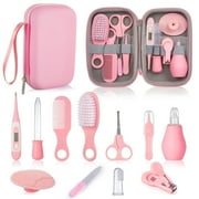 Lilian&Gema Baby Grooming and Health Kit, Nursery Safety Health Care Set with Thermometer Nail Clipper Brush Comb, Baby Care Kit for Newborn Baby Girls, Pink