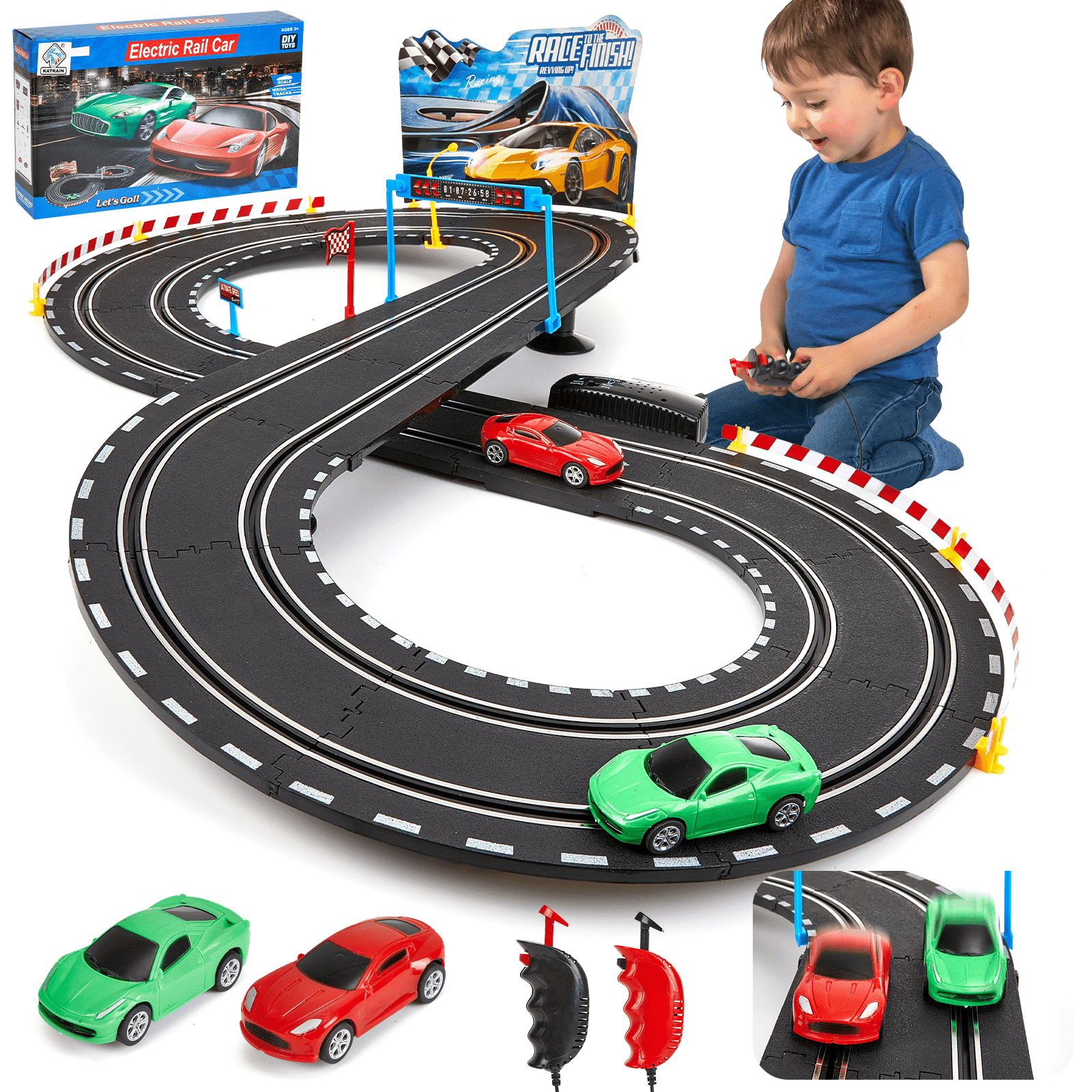 1:64 Track Racing Toy Electric Railway Track Toy Set Racing Track Double Remote Control Car Children's Toys Slot Car natal - 26