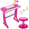 thumbnail image 1 of Lictin Piano Keyboard for Kids, 37-Key Electronic Piano Music Toy with Stool & Microphone, Musical Learning Toys Gift for 1 2 3 4 Year Old Toddler Girls, Pink, 1 of 9
