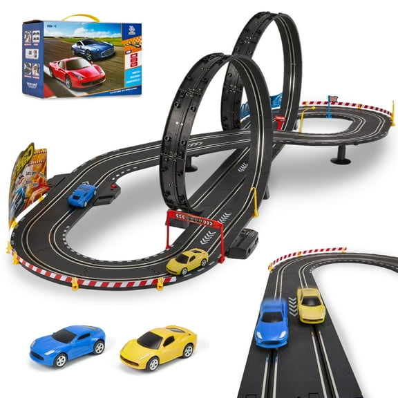 Slot Car Race Track Set for Kids, Lictin Electric Race Car Track with Circular Overpass Track & Counter, Dual Racing Game Track Toys Gifts for Boys Girls Ages 4-12