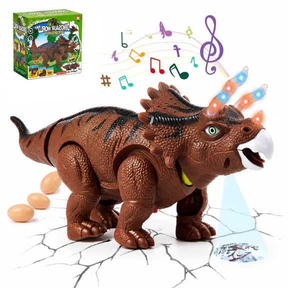 Lictin Walking Dinosaur Toy for Kids 3-5, Robot Dinosaur Toy with Light, Light, Eggs & Projection, Electric Triceratops Dino Toys Gift for Toddler Boys Girls