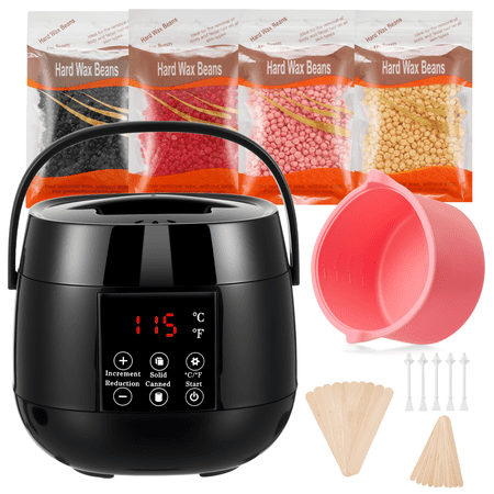 Lictin Hair Removal Waxing Kit for Women & Men, Wax Warmer Machine with 4 Packs of Wax Beads, Digital Wax Kit at Home for Face, Legs, Bikini, Brazilian