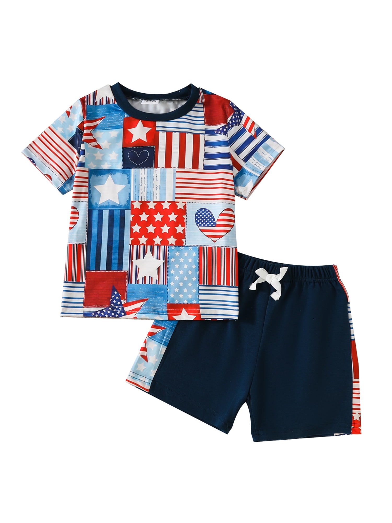 Toddler Boy 4th Of July Outfit – American Flag Shorts & "All American Dude" T-Shirt 2-Piece Set