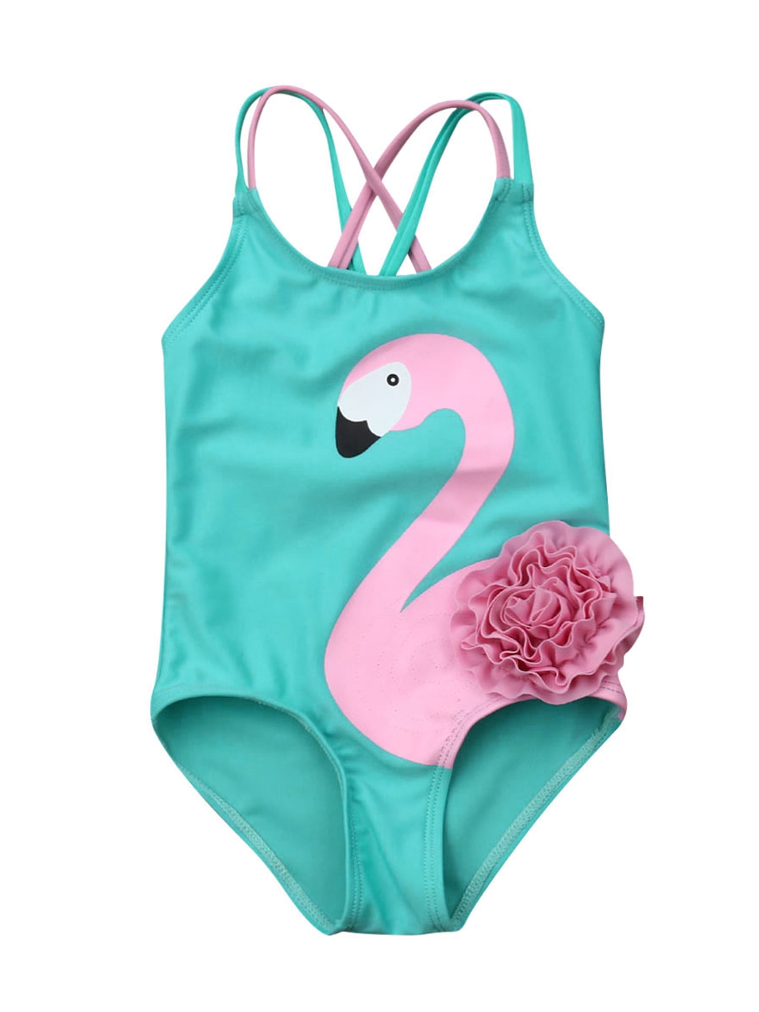 Licupiee Baby Girl Swimsuit One Piece Flamingo Bikini Swimming Bathing