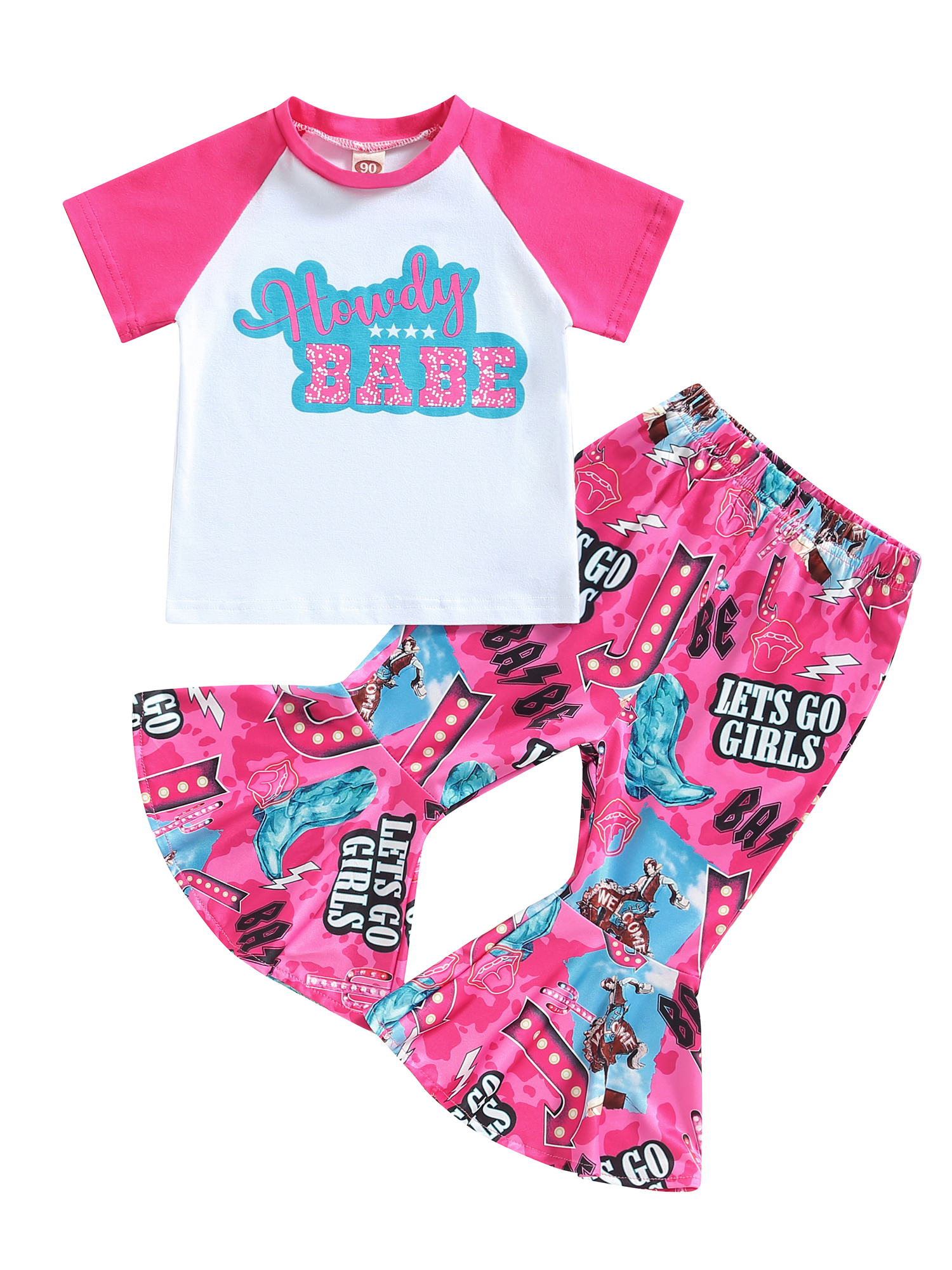 Licupiee Baby Girl Western Clothes Letters Print Short Sleeve TShirt