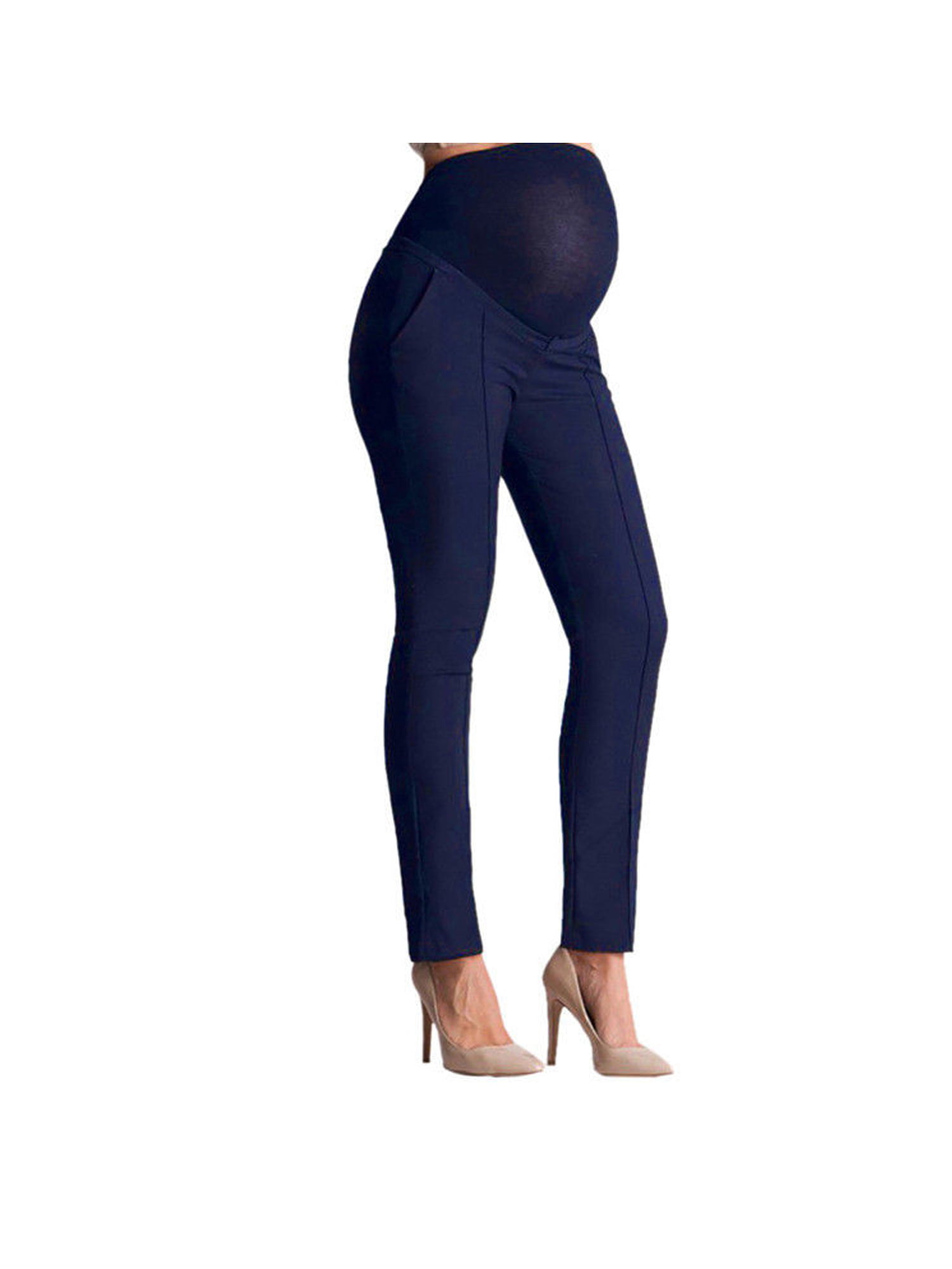 Licupiee Maternity Pants Pregnant Women High Waist Skinny Work Office Pant  Straight Leg Pants Ankle Pants Trousers