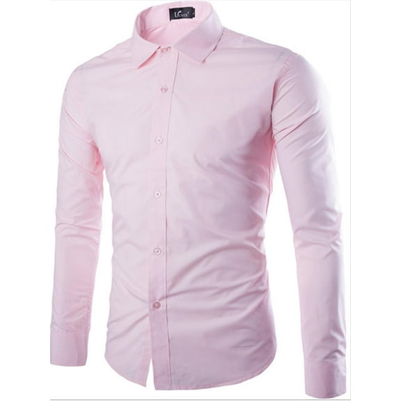 Licupiee Mens Classical Cotton Dress Shirts Long Sleeves Button Down Slim Fit Solid Color Formal Dress