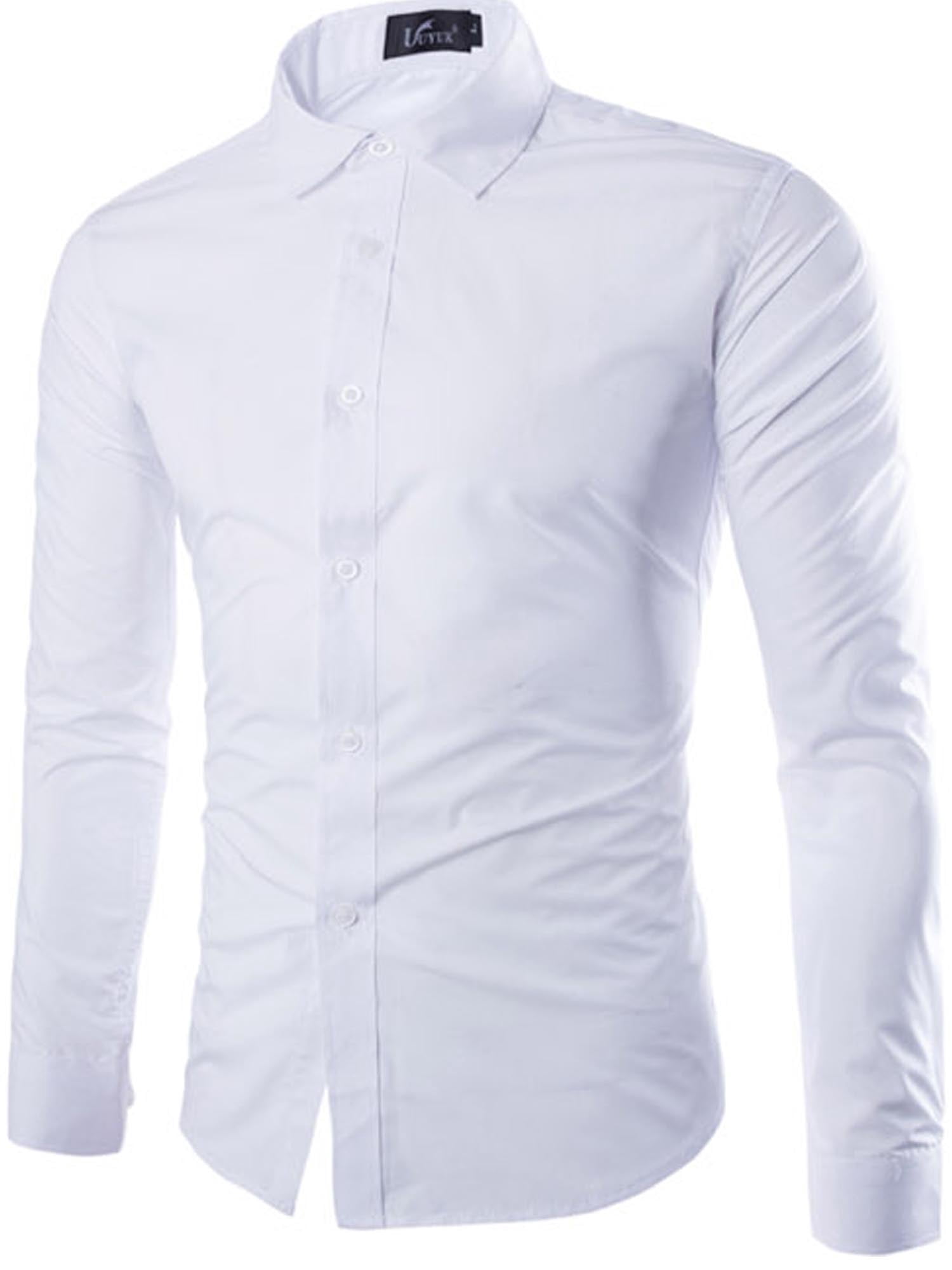 Licupiee Men's Regular Fit Cotton Dress Shirt, Long Sleeve, Button Down ...