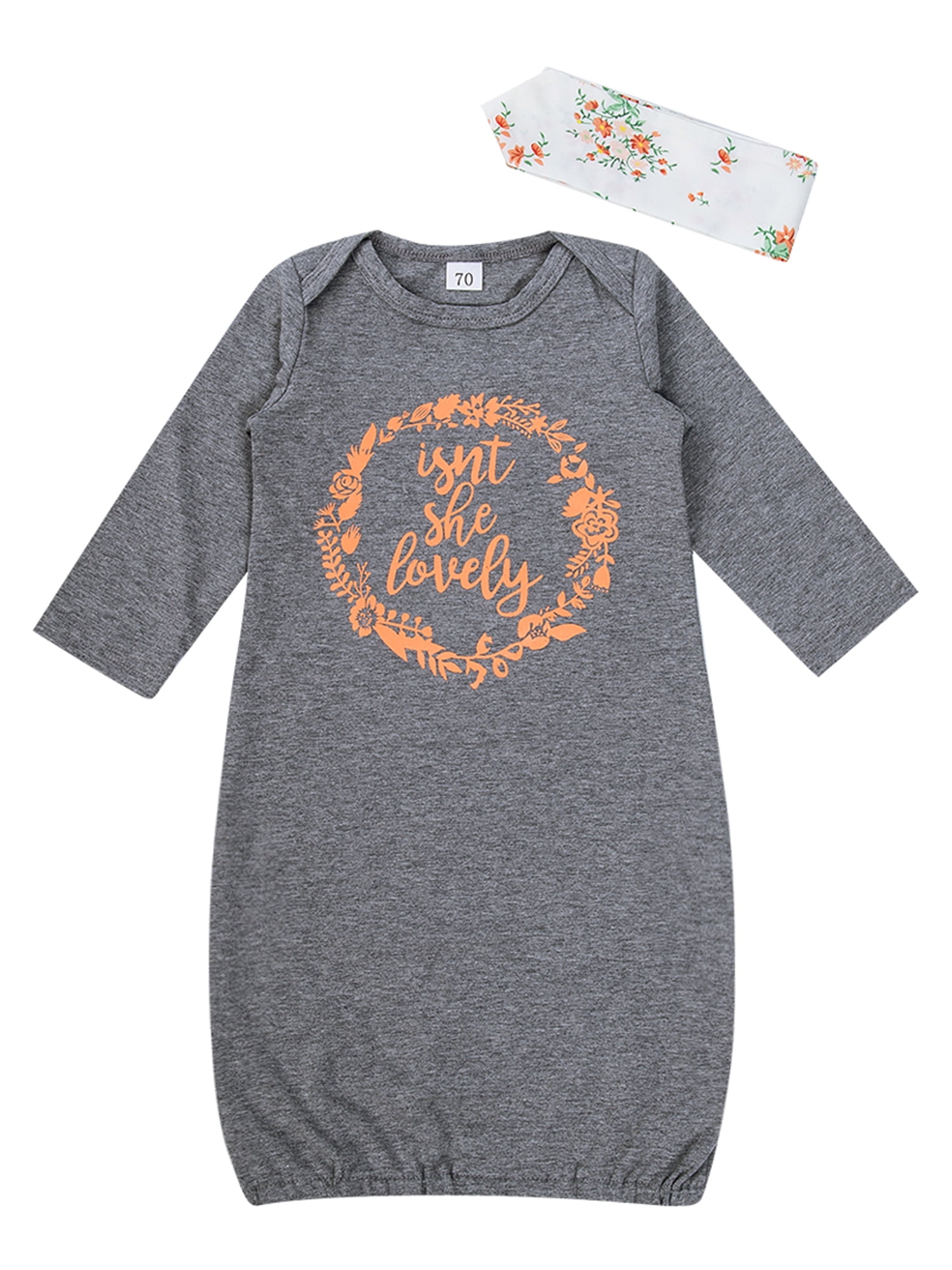 Licupiee Newborn Baby Girl Floral Nightgowns Long Sleeve Lovely Cotton Sleeper Pajamas Baby Gown