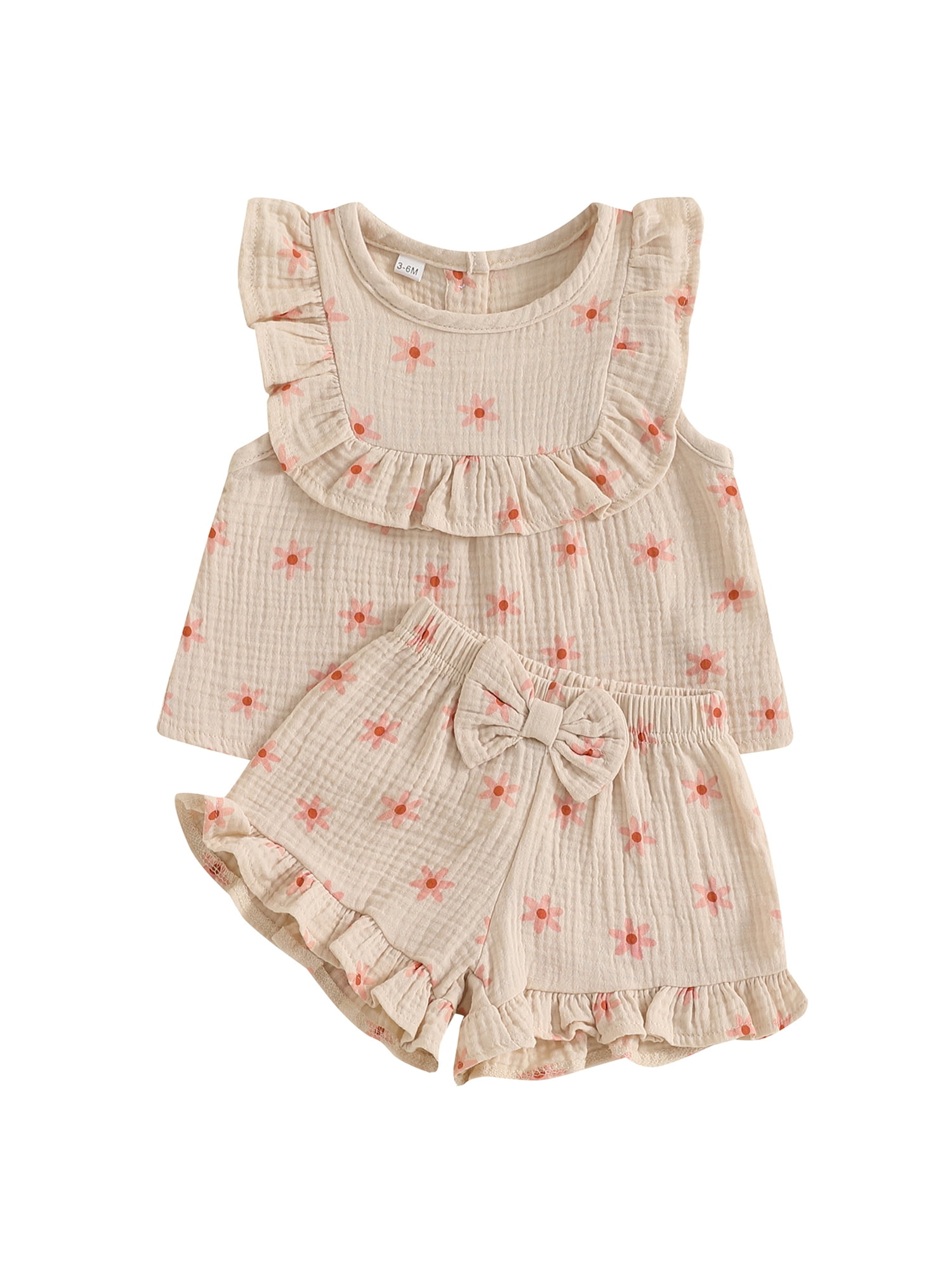Licupiee  Summer Toddler Girl Clothes Baby Girl Ruffle Sleeveless Shirt with Buttons Bow Bloomers Shorts Set Cute Outfits 1-4Y